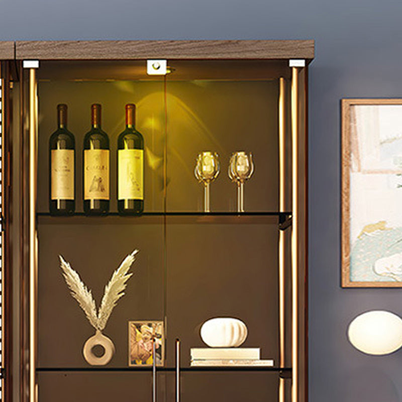 Glam Curio Cabinet Metal Glass Doors Buffet Cabinet with Doors for Living Room