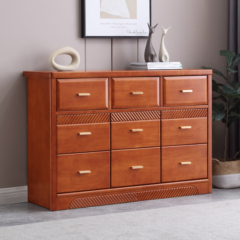 Glam Rubber Wood Storage Chest Home Horizontal Chest with 9 Drawers