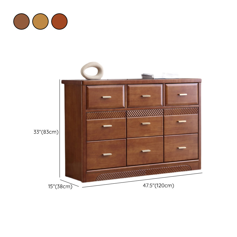 Glam Rubber Wood Storage Chest Home Horizontal Chest with 9 Drawers