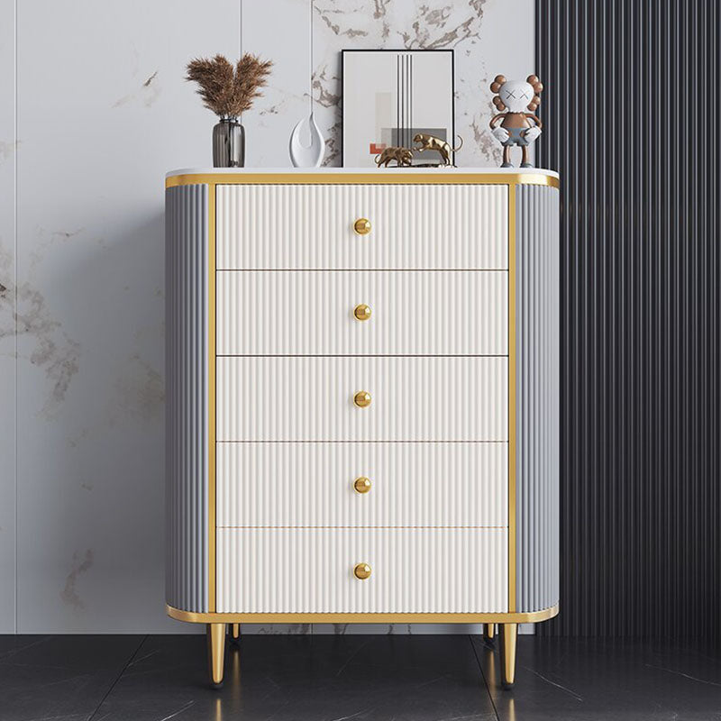 Glam Bedroom Chest Stone 16"Wide Storage Chest with Metal Legs