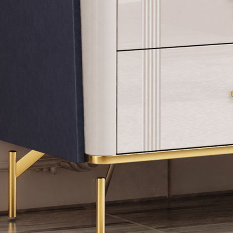 Glam Stone Storage Chest Bedroom Chest in White with Metal Legs