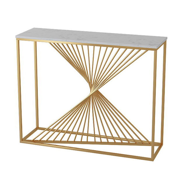 11.81-inch Wide Console Table Glam Marble Accent Table with 1 Shelf
