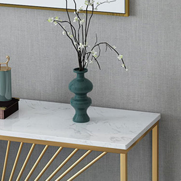 11.81-inch Wide Console Table Glam Marble Accent Table with 1 Shelf