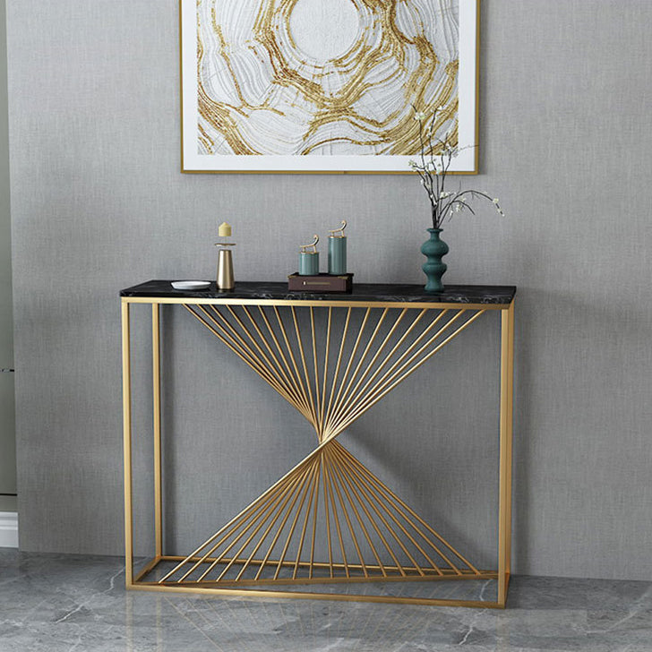 11.81-inch Wide Console Table Glam Marble Accent Table with 1 Shelf