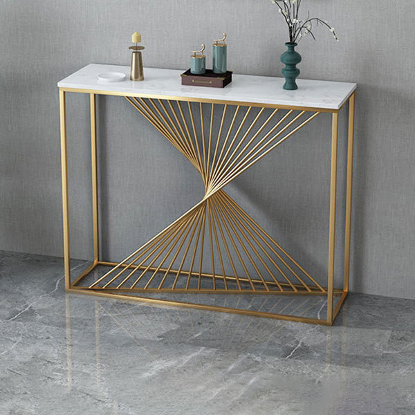 11.81-inch Wide Console Table Glam Marble Accent Table with 1 Shelf