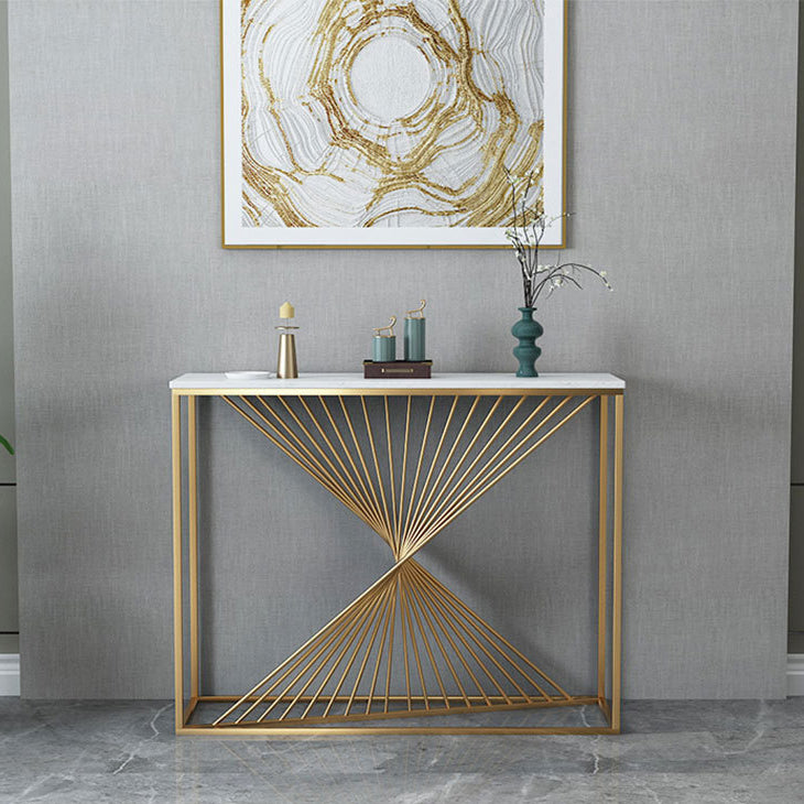 11.81-inch Wide Console Table Glam Marble Accent Table with 1 Shelf