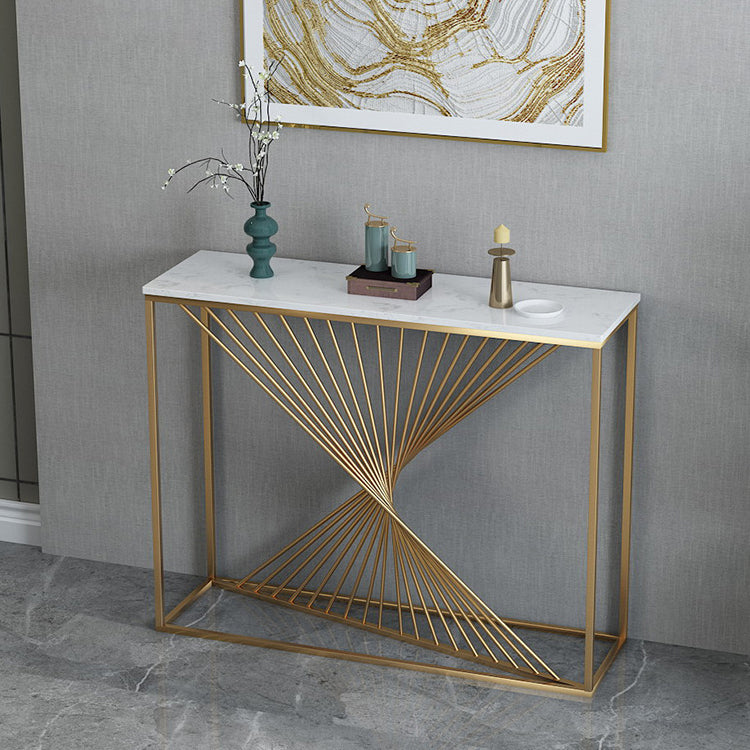 11.81-inch Wide Console Table Glam Marble Accent Table with 1 Shelf