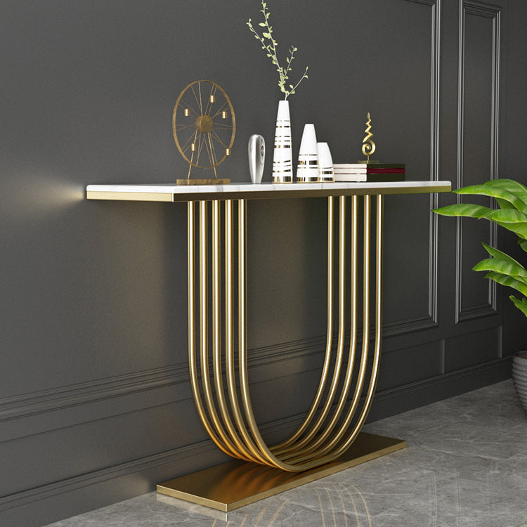 35.43" Tall Modern Console Table Marble 1-shelf Accent Table for Hall