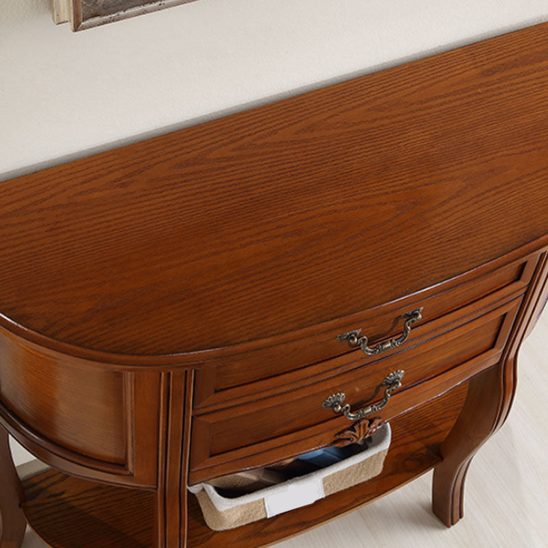 34.65" Tall 2-drawer Console Table Solid Wood Accent Table for Hall
