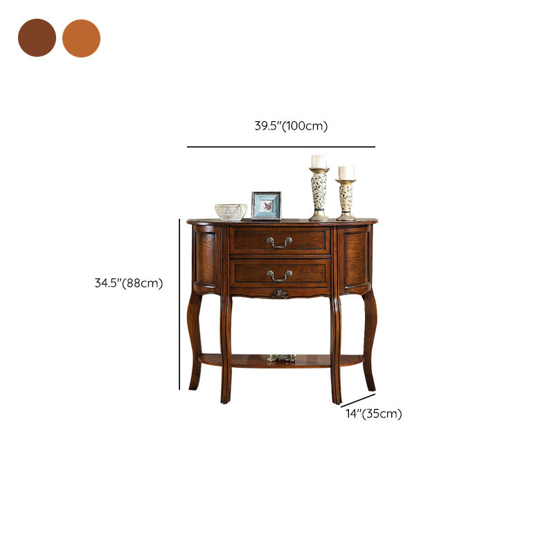 34.65" Tall 2-drawer Console Table Solid Wood Accent Table for Hall