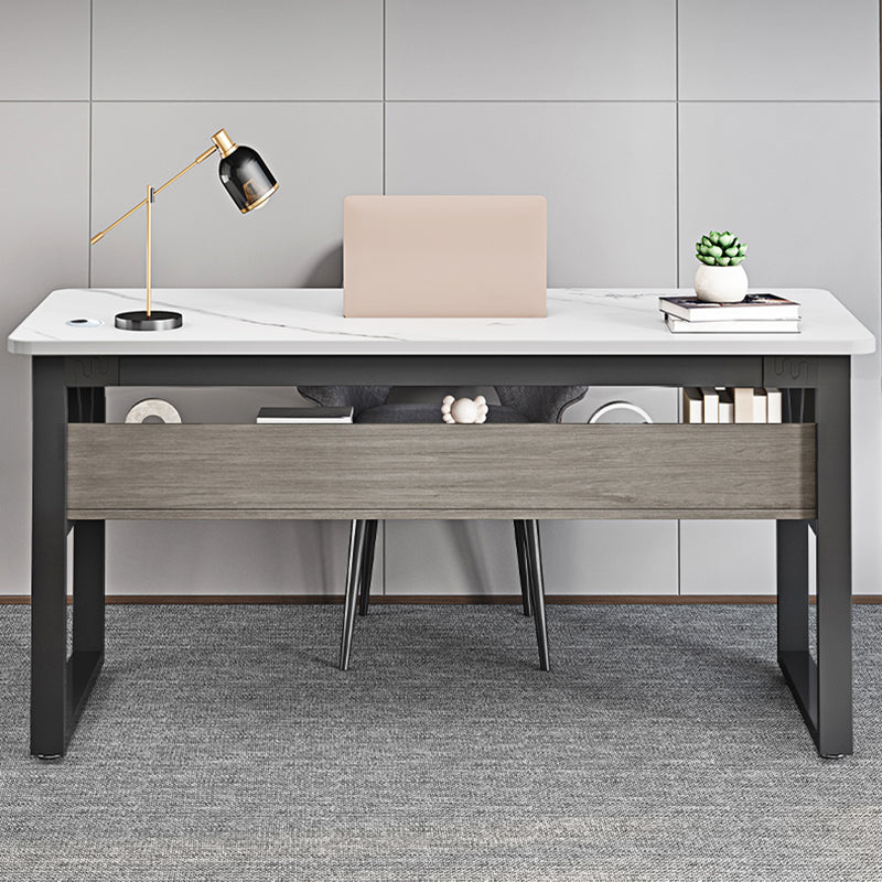 29.53" H Industrial Computer Desk Antique Finish Gaming Desk with Metal Legs