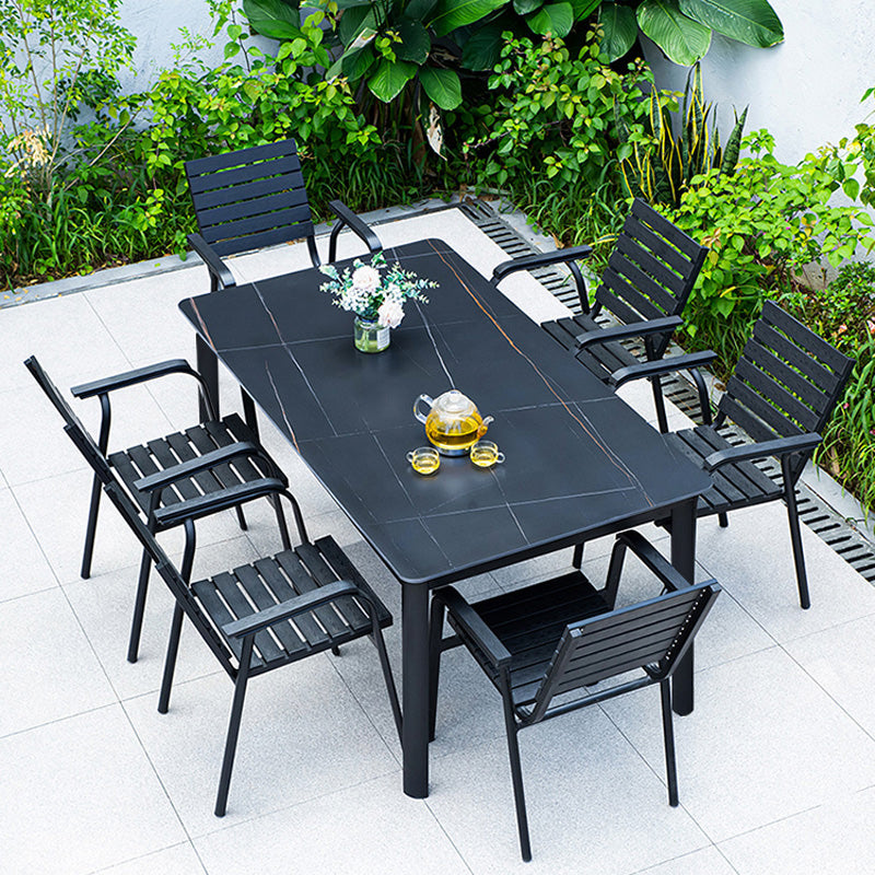 Metal and Slate Patio Table Industrial Wind Room Outdoor Patio Dining Table