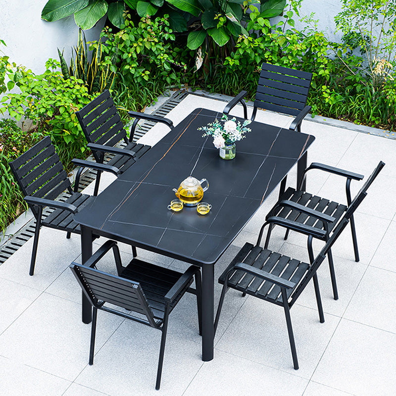 Metal and Slate Patio Table Industrial Wind Room Outdoor Patio Dining Table