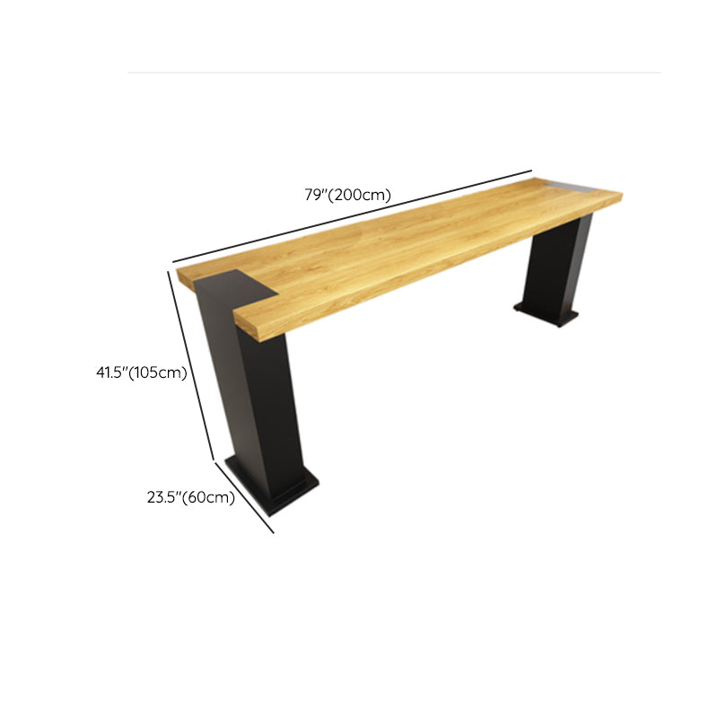 Industrial Rectangle Bar Table Pine Solid Wood Bar Dining Table with Double Pedestal