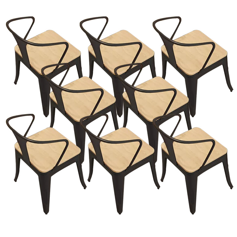 Industrial Kitchen Dining Chairs Metal Slat Back Chairs in Black