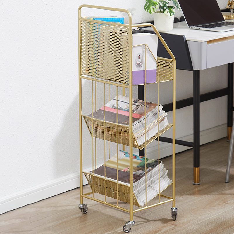 Glam Antique Finish Bookshelf Metal Etagere Shelf Bookcase with Shelves