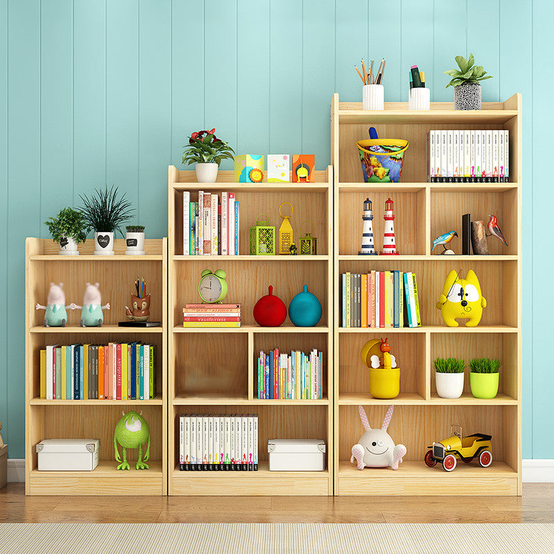 Modern Standard Bookcase Wooden Closed Back Bookshelf with Shelves