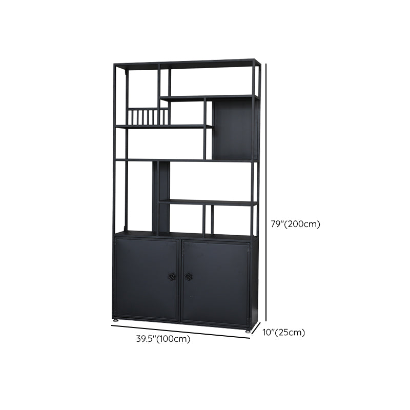 78.74" H Industrial Black Shelf Bookcase Etagere Metal Bookshelf