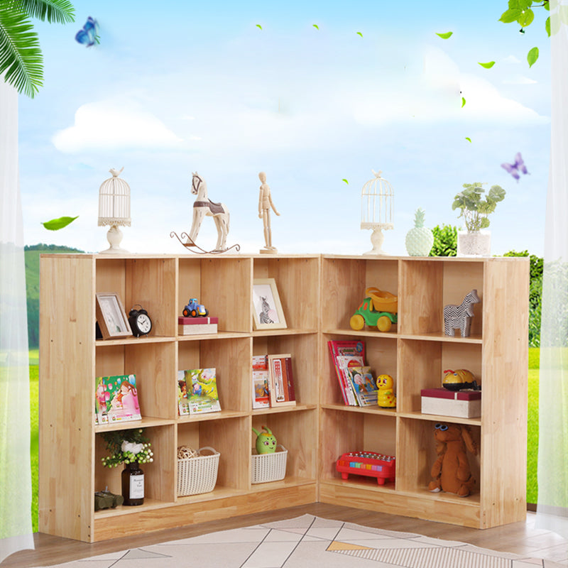 Contemporary Standard Bookshelf Wooden Natural Bookcase with Shelves