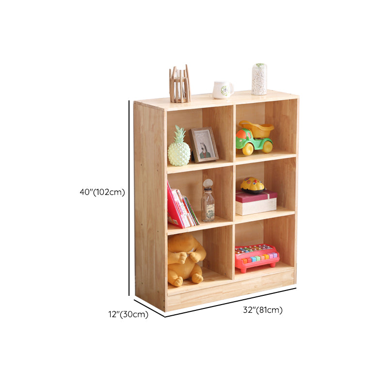 Contemporary Standard Bookshelf Wooden Natural Bookcase with Shelves