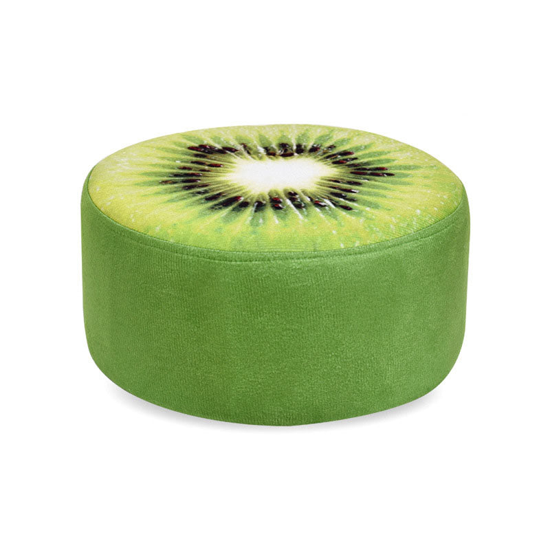 Round Pouf Upholstered Scratch Resistant Contemporary Fruit Printed Fabric Footstool