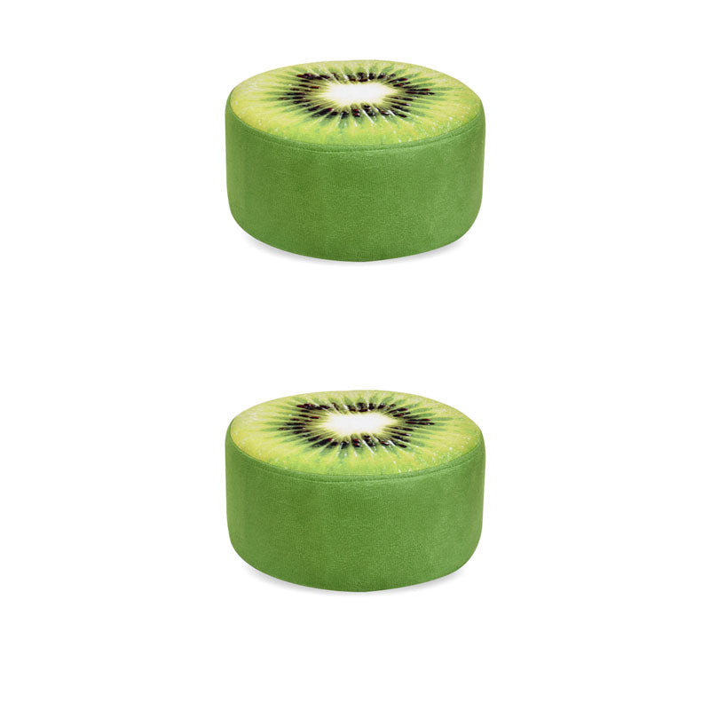 Round Pouf Upholstered Scratch Resistant Contemporary Fruit Printed Fabric Footstool