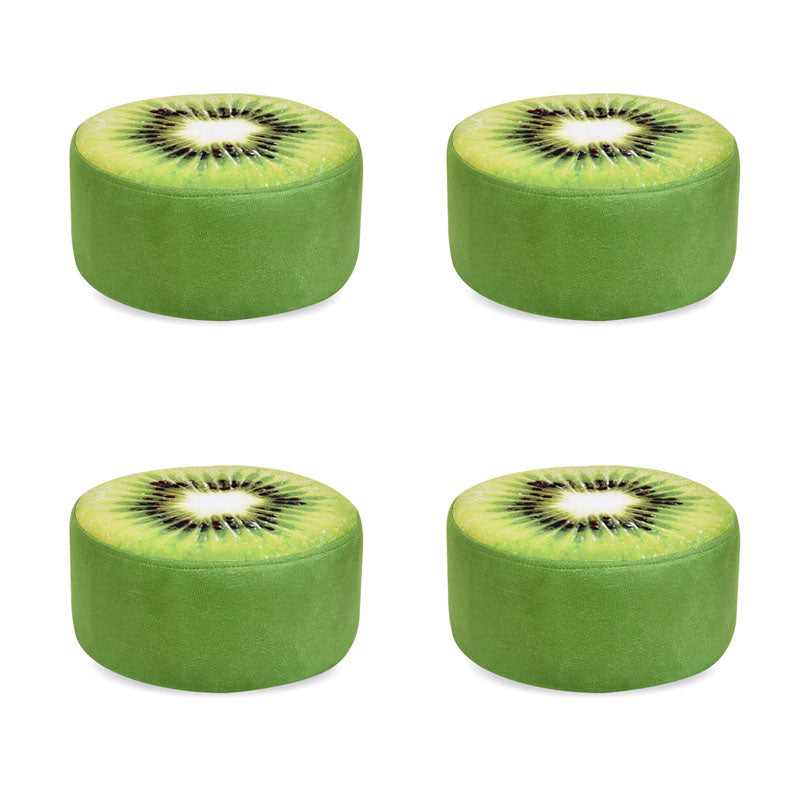 Round Pouf Upholstered Scratch Resistant Contemporary Fruit Printed Fabric Footstool
