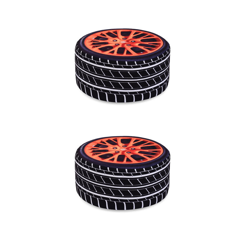 Round Pouf Upholstered Scratch Resistant Contemporary Fruit Printed Fabric Footstool