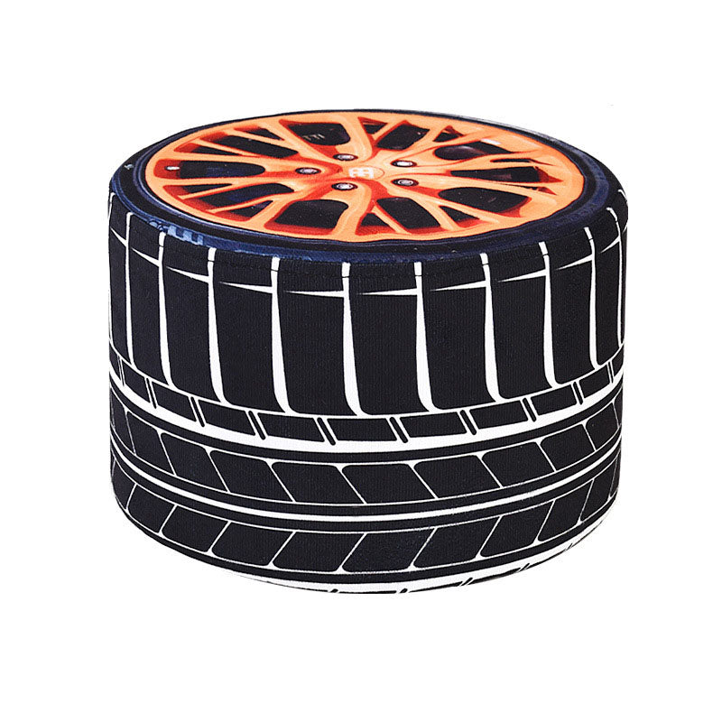 Round Pouf Upholstered Scratch Resistant Contemporary Fruit Printed Fabric Footstool