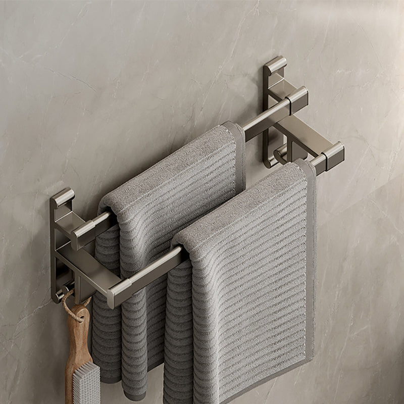 Gray Bathroom Accessory Set Contemporary Style Aluminum Towel Bar