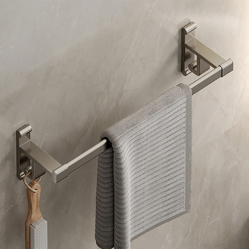 Gray Bathroom Accessory Set Contemporary Style Aluminum Towel Bar