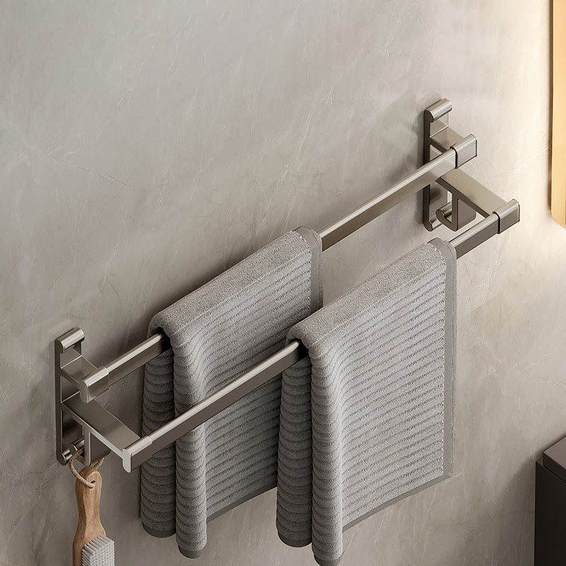 Gray Bathroom Accessory Set Contemporary Style Aluminum Towel Bar
