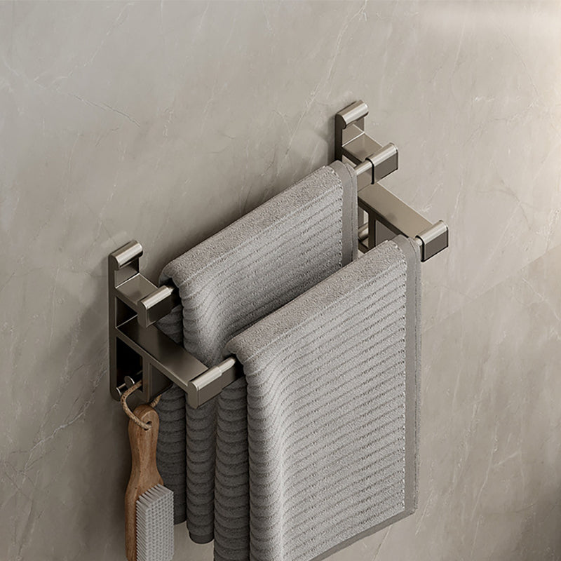 Gray Bathroom Accessory Set Contemporary Style Aluminum Towel Bar