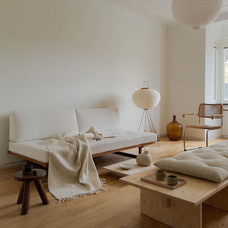 31.49" High Linen Sofa White Armless Sofa with Cushions for Living Room