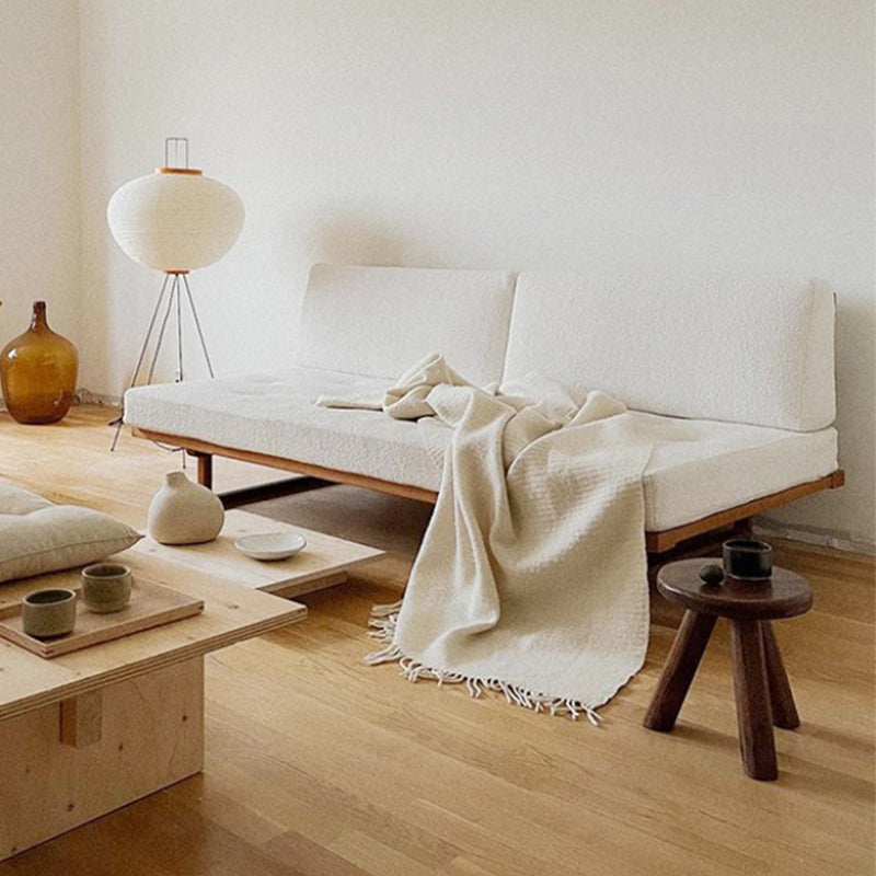 31.49" High Linen Sofa White Armless Sofa with Cushions for Living Room