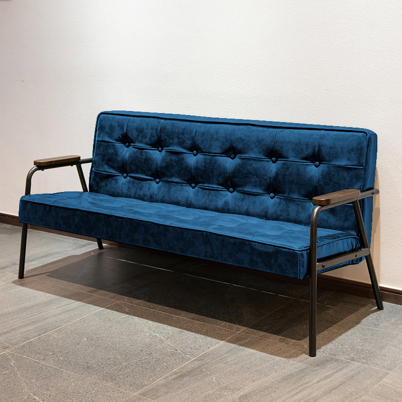 27.95" High Genuine Leather Sofa Recessed Arm Sofa with Tufted Back