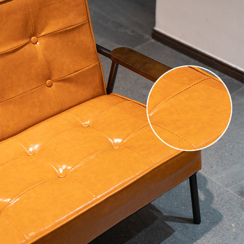 27.95" High Genuine Leather Sofa Recessed Arm Sofa with Tufted Back