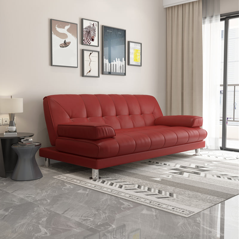 33.46" Wide Sofa Faux Leather Convertible Sofa with Biscuit Back