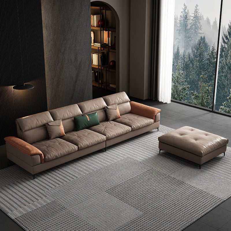 35"H Mid-Century Modern Sectional Sofa Leather Sleeper Sectional