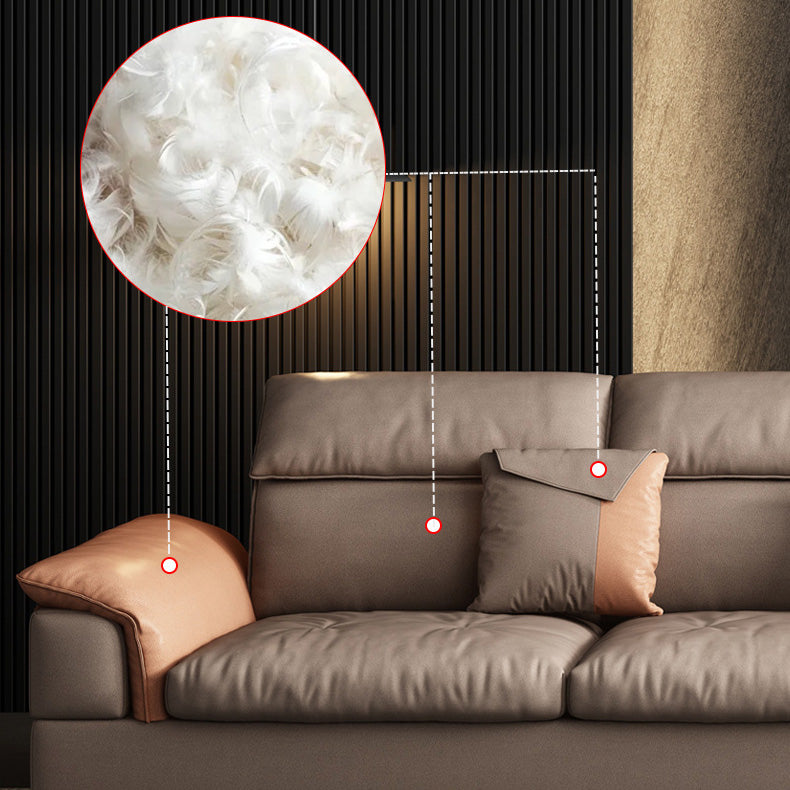 35"H Mid-Century Modern Sectional Sofa Leather Sleeper Sectional