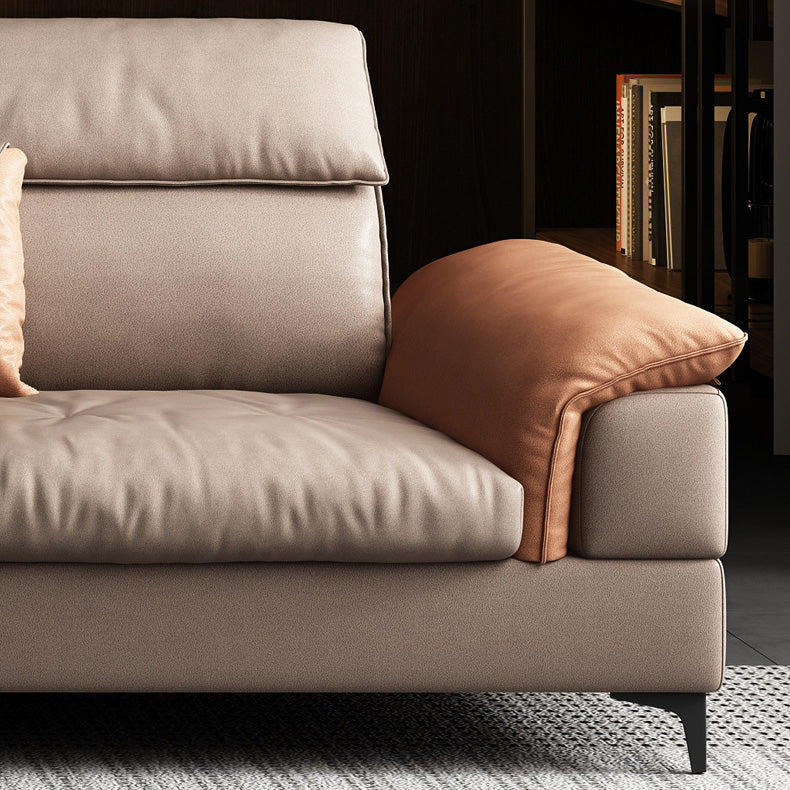 35"H Mid-Century Modern Sectional Sofa Leather Sleeper Sectional