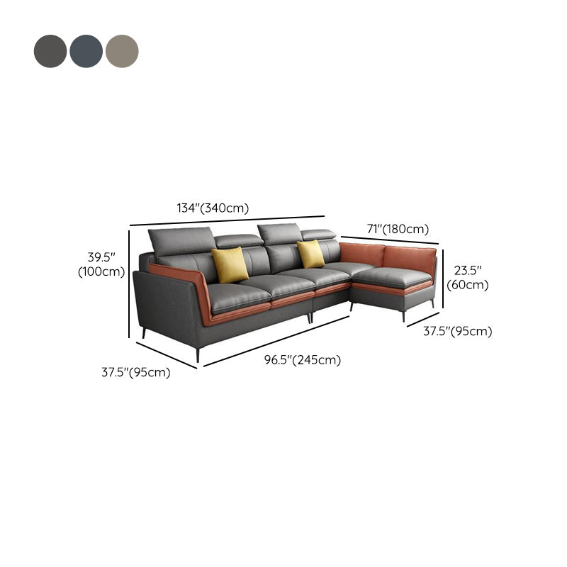 Scandinavian Faux Leather Seating Living Room Flared Arm Cushions sofa