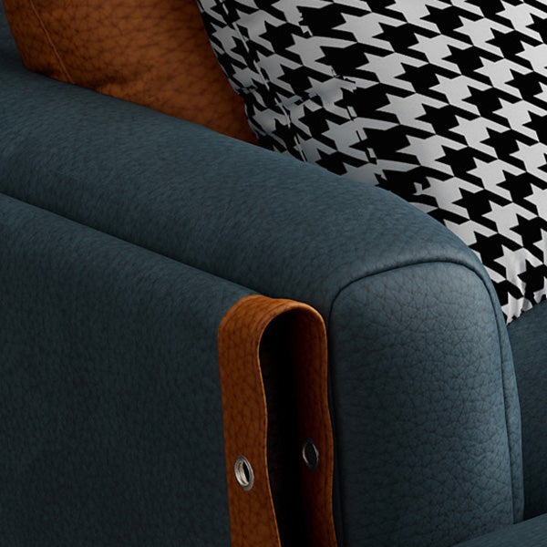 70" Wide Mid-Century Modern Sectional Sofa Leather Sleeper Sectional