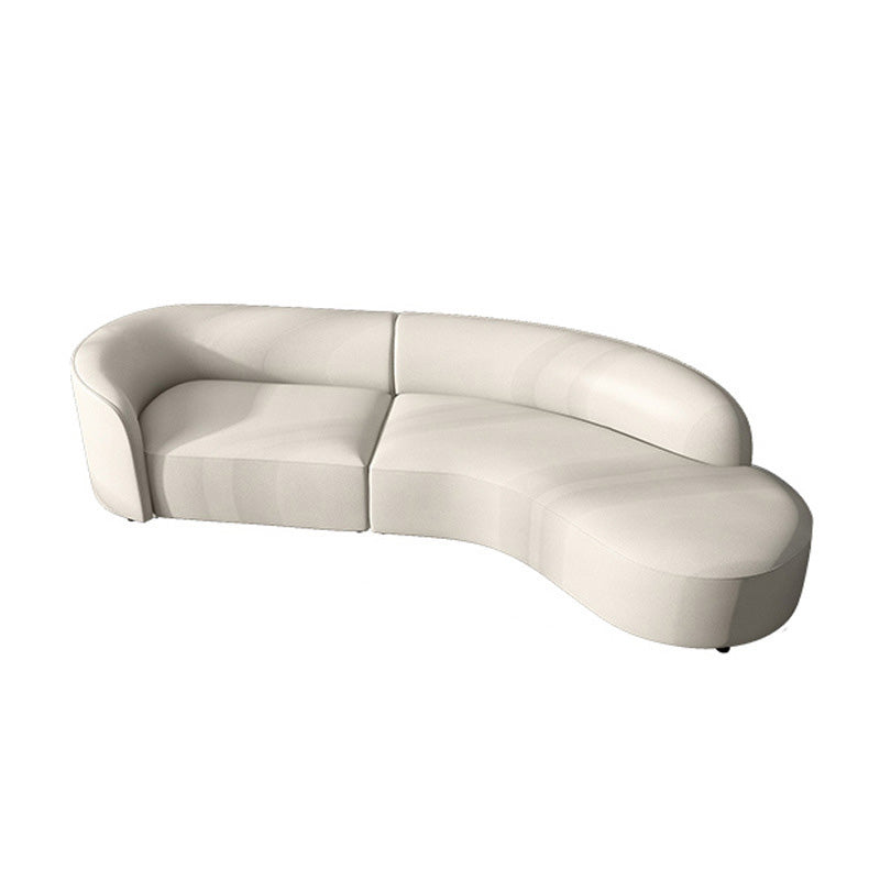 Contemporary Sofa Faux Leather Living Room Curved Cushions Seating