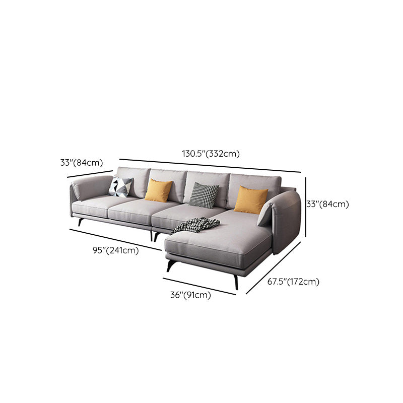 67" Wide Scandinavian Sectional Sofa Light-grey Sleeper Sectional