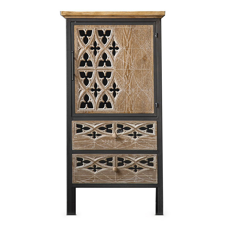 Industrial Accent Cabinet Metal and Wood Chest in Distressed Finish