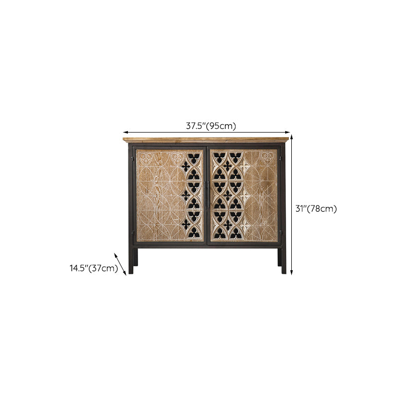 Industrial Accent Cabinet Metal and Wood Chest in Distressed Finish