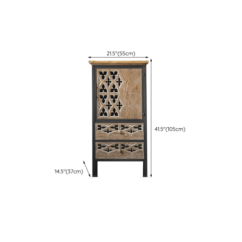 Industrial Accent Cabinet Metal and Wood Chest in Distressed Finish