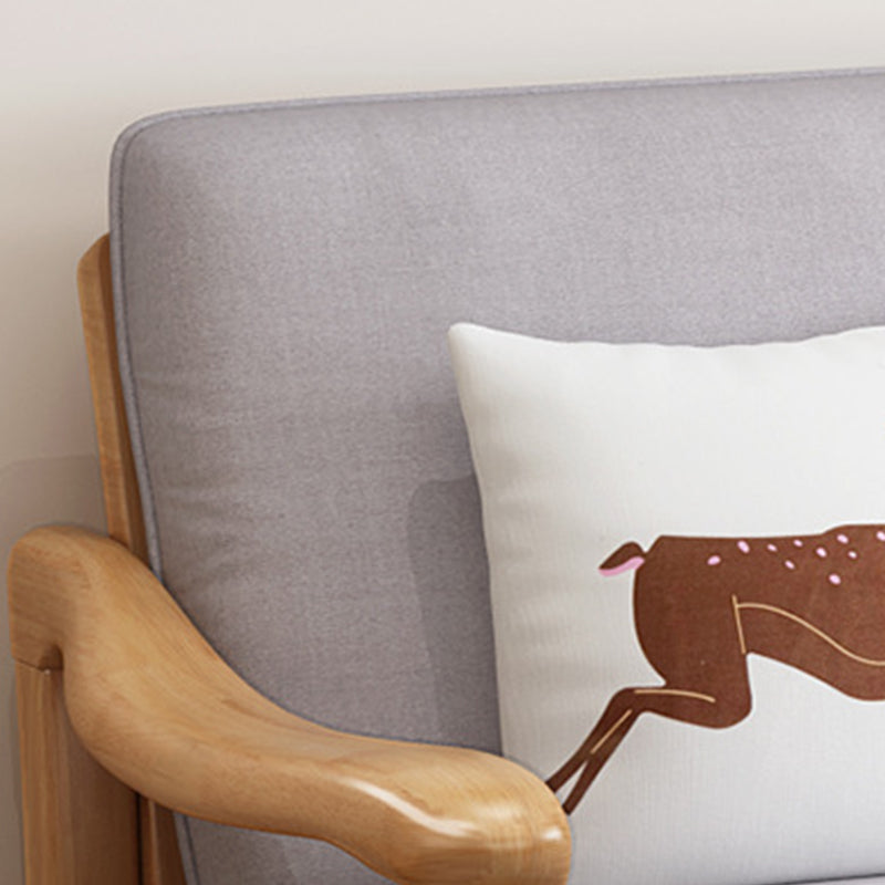 Pillow Back Wood Settee No Distressing Stationary Sofa for Living Room
