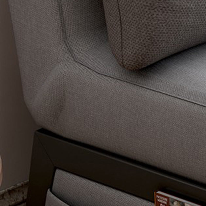 Gray Contemporary Convertible Sofa Bed Armless Seating with Pillows